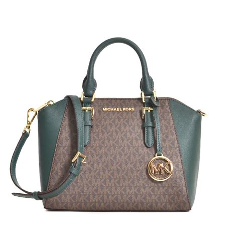 michael kors ciara racing green|Ciara Medium Signature Logo Messenger Bag .